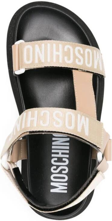 Moschino logo-embroidered double-strap sandals Black