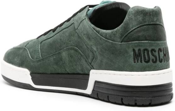 Moschino logo-embroidered suede sneakers Green