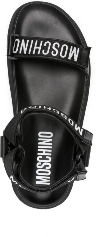 Moschino logo-embroidered touch-strap sandals Black