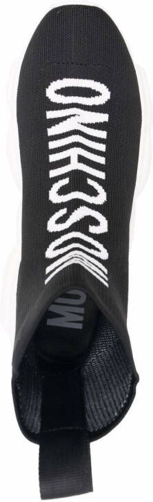 Moschino logo intarsia-knit high-top sneakers Black
