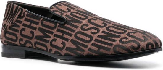 Moschino logo-jacquard 20mm loafers Brown