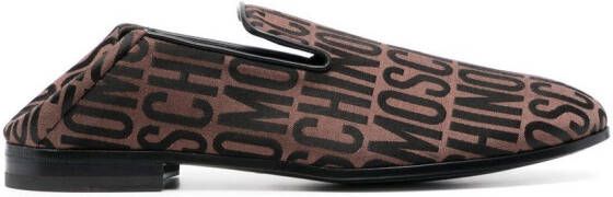 Moschino logo-jacquard 20mm loafers Brown