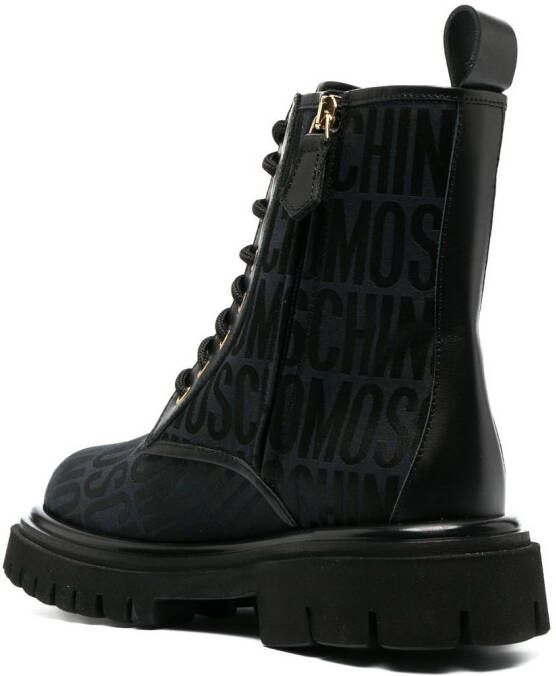 Moschino logo-jacquard ankle boots Black