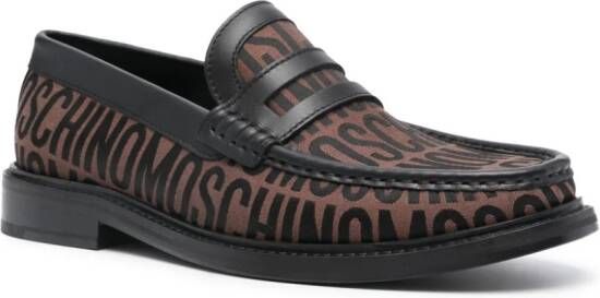 Moschino logo-jacquard canvas loafers Brown