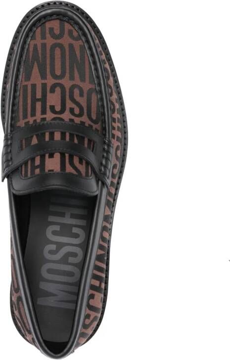 Moschino logo-jacquard canvas loafers Brown