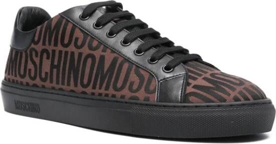 Moschino logo-jacquard canvas sneakers Brown
