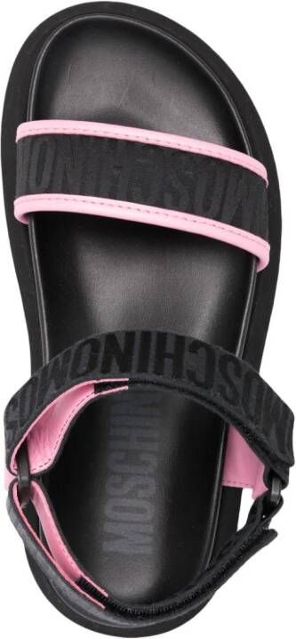 Moschino logo-jacquard flat sandals Black