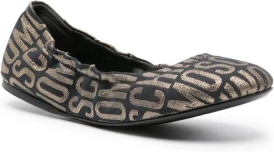 Moschino logo-jacquard glitter ballerina shoes Black