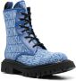 Moschino logo-jacquard lace-up ankle boots Blue - Thumbnail 2