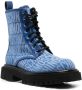 Moschino logo-jacquard lace-up boots Blue - Thumbnail 2