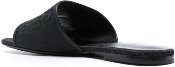 Moschino logo-jacquard leather sandals Black