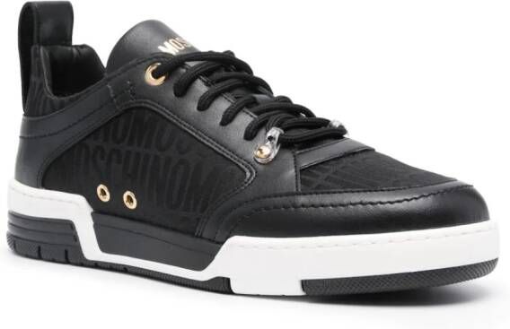 Moschino logo-jacquard leather sneakers Black