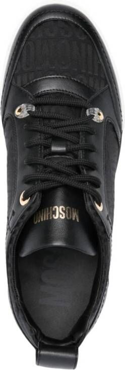 Moschino logo-jacquard leather sneakers Black
