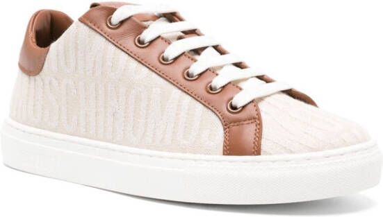 Moschino logo-jacquard panelled sneakers Neutrals