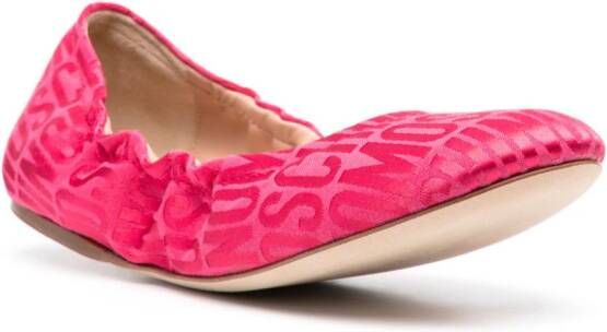 Moschino logo-jacquard satin ballerina shoes Pink