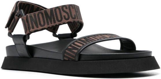 Moschino logo-jacquard touch-strap sandals Brown
