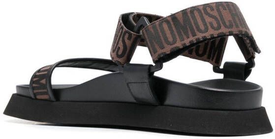Moschino logo-jacquard touch-strap sandals Brown