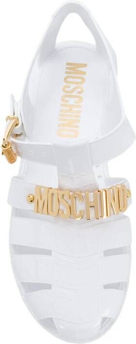 Moschino logo jelly sandals White