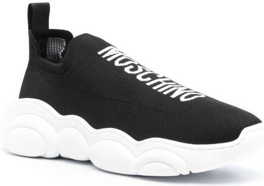 Moschino logo-knit slip-on sneakers Black