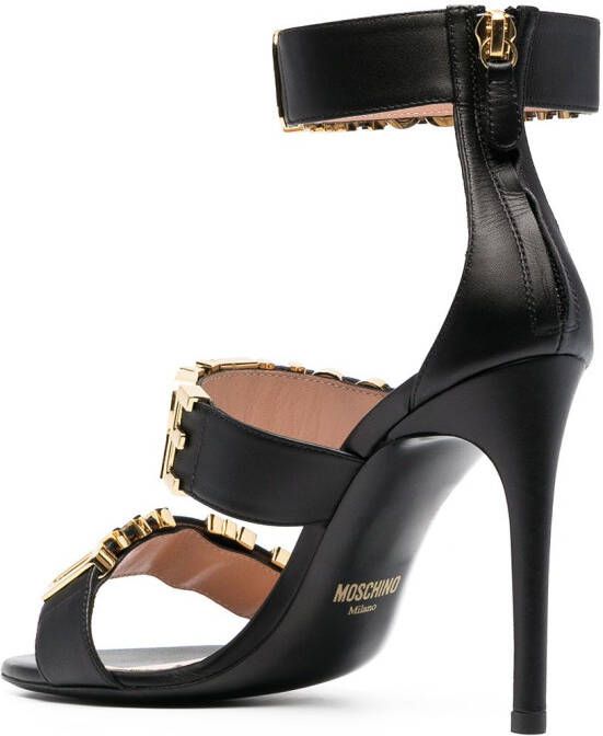 Moschino logo-letter leather sandals Black