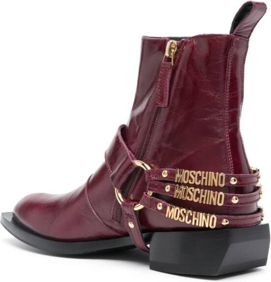 Moschino logo-lettering 40mm ankle boots Red