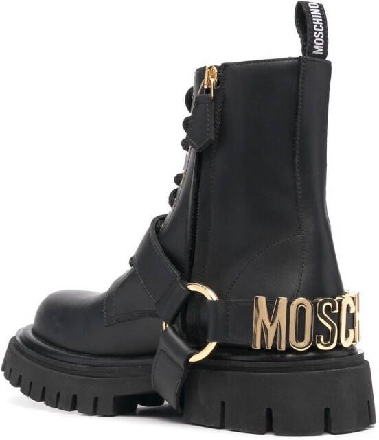 Moschino logo-lettering ankle boots Black