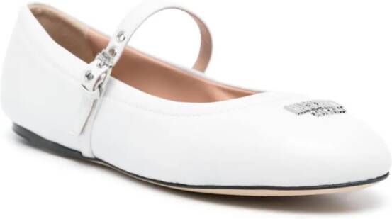 Moschino logo-lettering ballerina shoes White