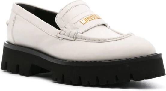 Moschino logo-lettering chunky leather loafers White