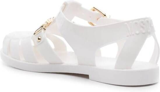 Moschino logo-lettering jelly sandals White