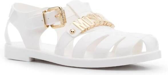 Moschino logo-lettering jelly sandals White