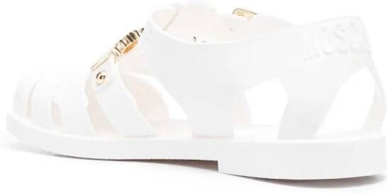 Moschino logo-lettering jelly sandals White