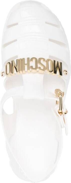 Moschino logo-lettering jelly sandals White