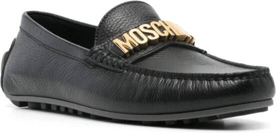 Moschino logo-lettering leather loafers Black