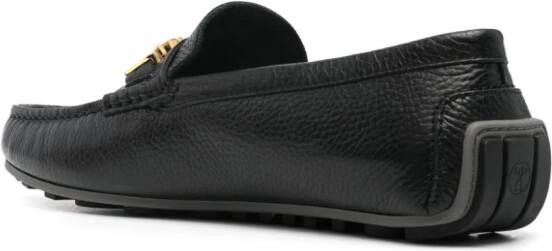 Moschino logo-lettering leather loafers Black