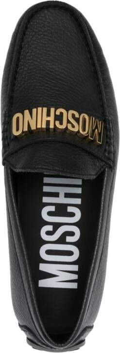 Moschino logo-lettering leather loafers Black