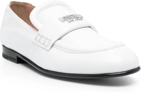 Moschino logo-lettering leather loafers White