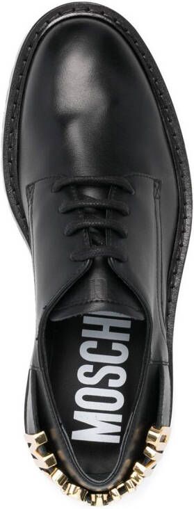 Moschino logo-lettering leather oxfords Black