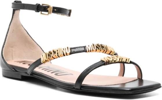 Moschino logo-lettering leather sandals Black