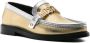 Moschino logo-lettering metallic leather loafers Gold - Thumbnail 2