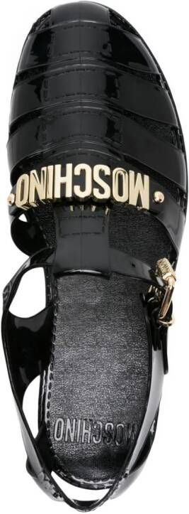Moschino logo-lettering multi-strap sandals Black