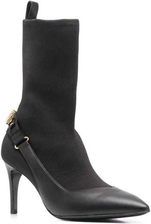 Moschino logo-lettering panelled boots Black