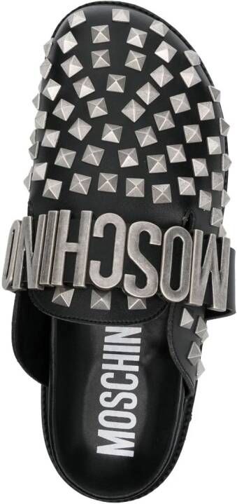 Moschino logo-lettering stud-embellished loafers Black