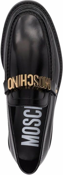 Moschino logo-letterins leather loafers Black