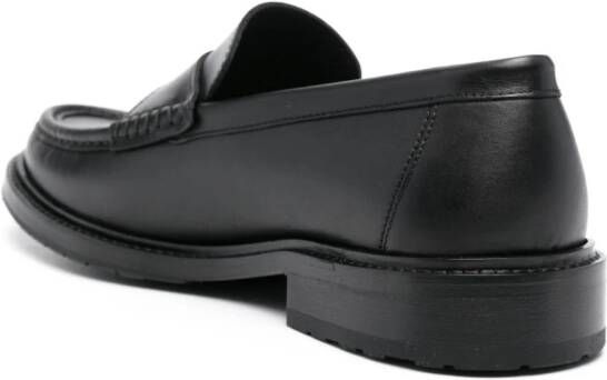 Moschino logo-patch leather loafers Black