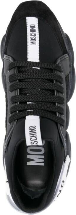 Moschino logo-patch leather sneakers Black