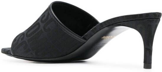 Moschino logo-pattern heeled mules Black