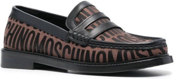 Moschino logo-pattern loafers Black