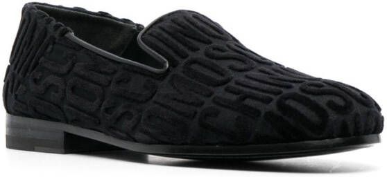 Moschino logo-pattern print loafers Black