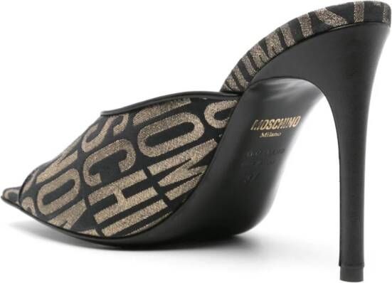 Moschino logo patterned-jacquard 110mm mules Black