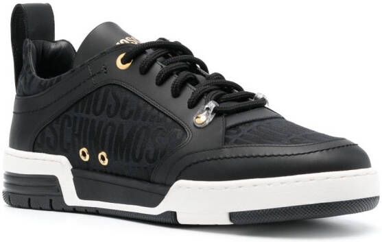 Moschino logo-patterned jacquard leather sneakers Black